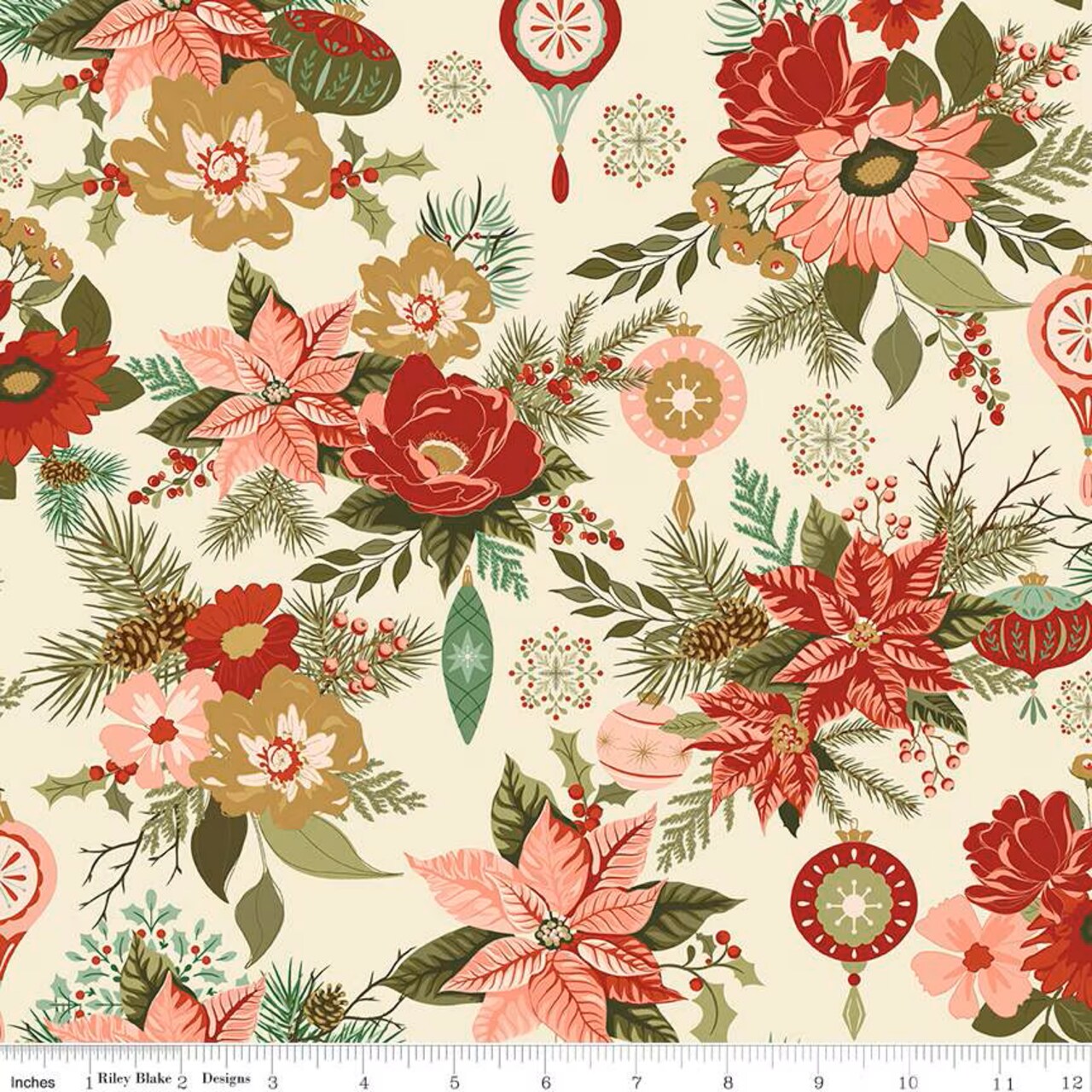 Fabric Riley Blake Eggnog Main Glisten by the Quarter Yard C16220-EGGNOG